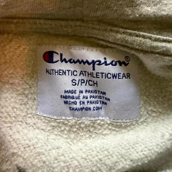 Champion Gray Embroidered Logo Hoodie Small Fleece Pullover Sweatshirt - Picture 2 of 6